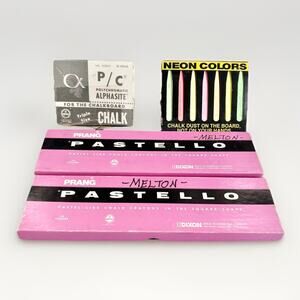 Vintage Lot Of Chalk 2 Prang Pastello Pastel-Like 24 +Neon Colors +AlphaSite P/C